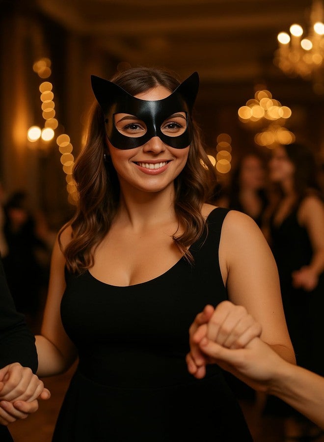 NAOPSY Black Cat Halloween Werecat Mask - Half Face Cat Eye Mask Accessories with Ears for Girls & Women - Image 5